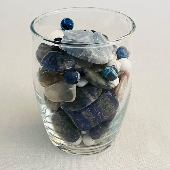 Mystical Blue Stone Collection in Glass Jar for Decor Energy Healing Meditation - Picture 8 of 11